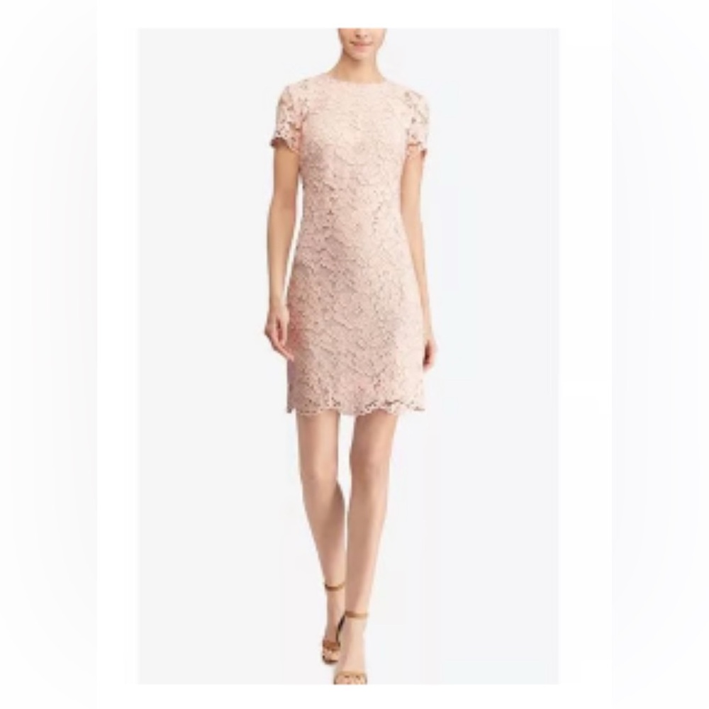 Lauren Ralph Lauren Sheath Floral Lace Dress in Ivory - Picture 3 of 7